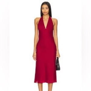 Satin Halter Deep Red Butgundy Dress by RW&CO Size 2